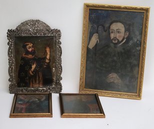 Collection Of Vintage/Antique Religious Paintings As Pictured! Includes St. Francis Painting By S. Domingo