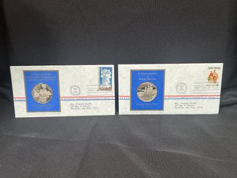 2 Limited Edition Postmaster's Commemorating Medals In Sterling Silver Proofs - 1972