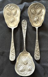 Set Of 3 Matching Stieff Sterling Silver Serving Spoons