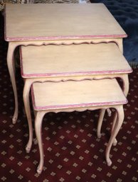Giverny Louis XV 3-piece Nesting Table Set With A Rustic Ancienne Painted Finish
