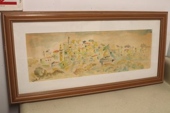 Framed Watercolor Of Jerusalem Signed By The Artist