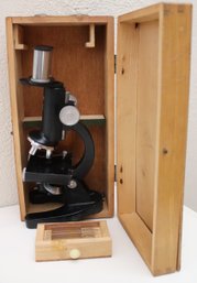 Vintage Milner Microscope 80X X 120X Including A Wood Case