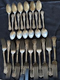 Tiffany And Co Electroplated English King Fork And Spoon Set 12 Pc Each