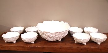 Coalport England Bone China Berry Dishes Set With Serving Bowl And 8 Small Bowls In The Cabbage Pattern