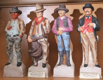 Vintage Collection Of Lionstone Figural Spirits Decanters Including Sheriff And Cowboy