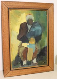 Impressionist Painting Of Man With Child Signed By The Artist Measures Approximately 17 W X 23 Tall