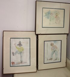 Set Of 3 Vintage Framed Watercolors