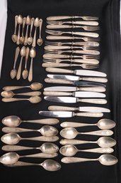 Partial Persian Silver Dessert Or Fruit Cutlery Set And Demitasse Spoons, Highly  Embellished Patter.