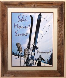 Ski Mount Snow Vermont Framed Poster Print In A Rustic Wood Frame