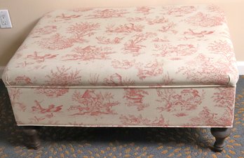 Storage Ottoman With French Toile Style Fabric