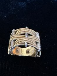 18K YG Unique Ladies Diamond And Rope Chain Ring - Size 7.25