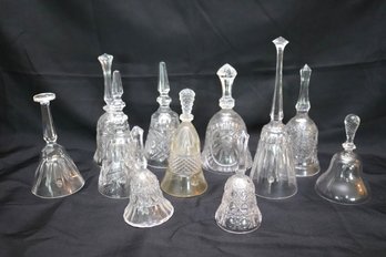 Lot Of 11 Vintage Crystal Bells With Etched Designs