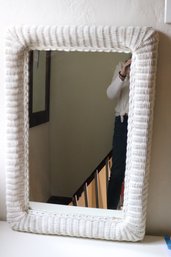 Vintage Woven Wicker Mirror Approx. 22 X 32 Inches