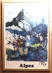 Vintage Framed Alpes Poster 1969