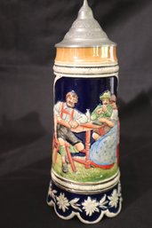 Tall Musical Beer Stein With Metal Lid, By Thorens, Germany.