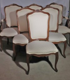 Set Of Dining Chairs With Tall Wood Framed Louis XV Style Backs And Graceful Curved Legs: 8 Side Chairs, 2 Arm