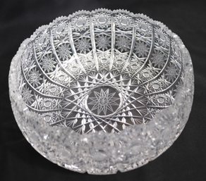 Beautiful Vintage Cut Crystal Bowl With Elaborate Starburst Pattern