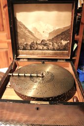 Antique Kalliope Disc Music Box With Bells And Many Metal Player Discs Working Condition