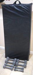 TKO Folding Exercise Mat Approx. 96 X 48 Including 3,5,10 And 12 Lbs. Dumbbells