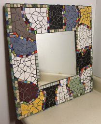 Unique Original Mosaic Tile Wall Art Mirror Mounted On Wood Board