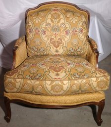 Taylor King Fine Furniture French XV Style Armchair/ Fauteuil With Coordinating Gold Floral Fabric