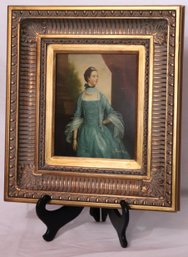 Portrait On Board Of Sophisticated 18th Century Noble Lady In Gold Frame, Signed Jan Steen.