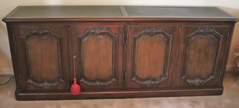 Baker Furniture Carved Door Buffet Cabinet With Inlaid Slate Top