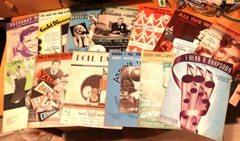 Assortment Of Vintage Sheet Music With Colorful Evocative Colors And Including Frank Sinatra & Fred Astai