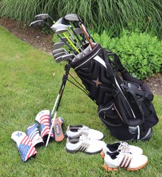 Lot Includes Left-handed Golf Clubs, With Calloway, Taylor Made Ping G10, Golf  Bag, And 2 Pairs Of Golf Shoes