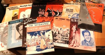 Assortment Of Vintage Sheet Music Featuring Music Of Irving Berlin & Disneys Snow White