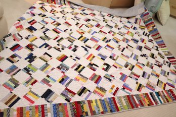 Gorgeous Handmade King Size Quilt Measuring Approximately 105 X 82 Inches