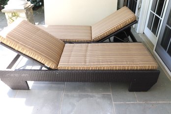Double Woven Reversible Lounger With Cushions & Glass Holders