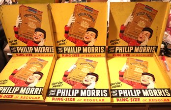 Lot Of 19 Classic Phillip Morris Metal Advertising Signs With Graphics On Both Sides Of Famous Cigarette