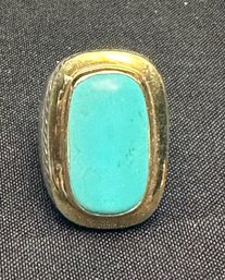 18K YG / Sterling Silver David Yurman Turquoise Ring - Size 6 - Signed