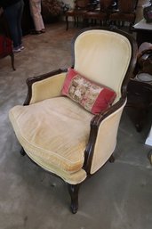 French Style Bergere Armchair With Gold Velvet Fabric