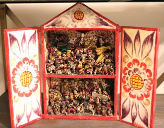 Vintage New Mexican Hand Carved & Painted Folk Art Box