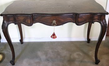 French Walnut Carved Desk Or Table With 3 Drawers