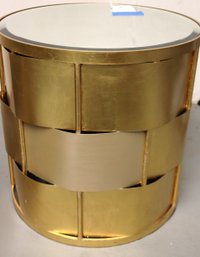Contemporary Gold Painted Mirrored Side Table With Beveled Edge Mirror Insert