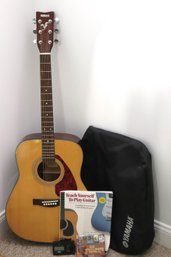 Yamaha F325 Acoustic Guitar With Handbook And Korg Tuner