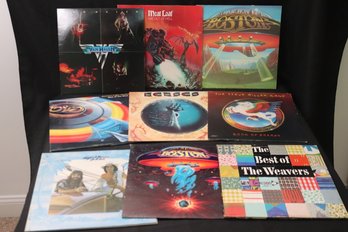 Lot Of 9 Vintage Record Albums With Van Halen, Boston, Kansas More