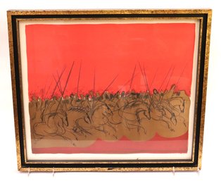 Attributed To Nissan Engel Limited Ed Lithograph Of Vibrant Battle On Horseback Pencil Signed & Numbered