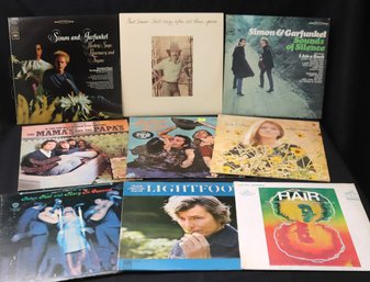 Lot Of 9 Record Albums With Mamas And Papas Simon And Garfunkel, Judy Collins Etc.