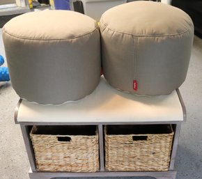 Storage Bench Including Two Fatboy Poufs With Washable Liner