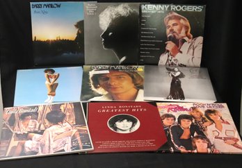Lot Of 9 Vintage Record Albumswith Streisand, Cher, Kenny Rogers And More.