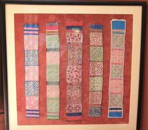 Antique Hand-woven Textiles In Frame From Thailand