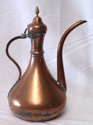 Hand Hammered Copper Teapot With Long Curved Spout