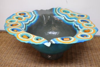 Large Handcrafted/painted Papier Mache Art Centerpiece Bowl