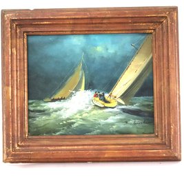 Vintage Seascape Painting On Canvas Signed By Artist Don Winslow