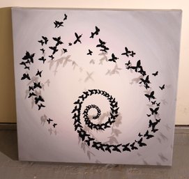 Flying Butterflies Painted On Canvas