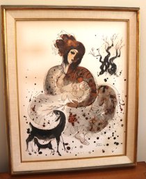 Framed Reuven Rubin Print In A Non-reflective Glass Frame By Listed Artist